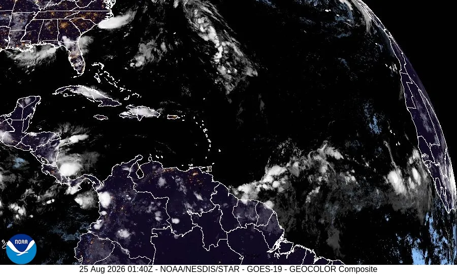 GOES‑19 Tropical Atlantic – Geocolor – satellite animation (click play to start)