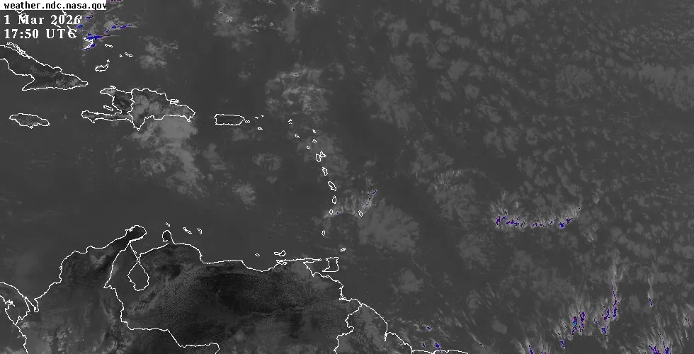 GOES East Infrared satellite view of the Eastern Caribbean