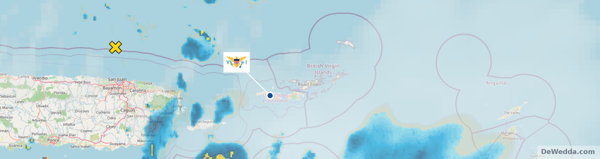 Forecast track for AL97, currently 82 miles from Saint Thomas