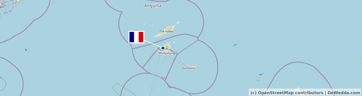 Rain radar around Saint Martin right now