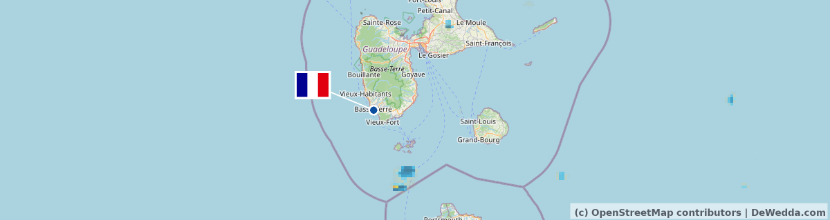Rain radar around Guadeloupe right now