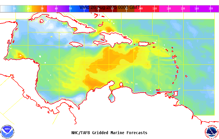 Caribbean 12-hr wind forecast