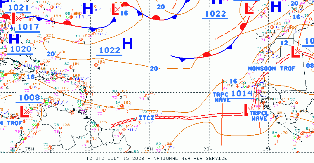 Tropical Atlantic surface analysis