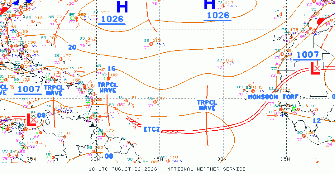 Tropical Atlantic surface analysis